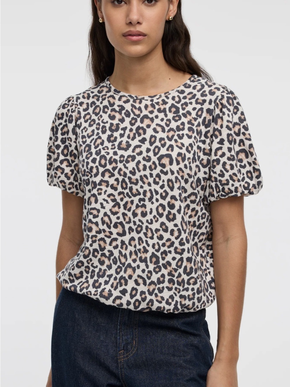 Reitman’s Leopard Print Balloon Sleeve Top - Beige